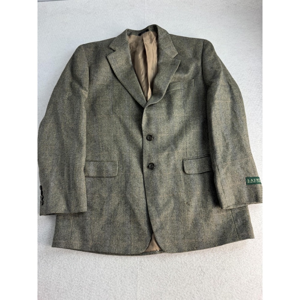 NEW Lauren Ralph Lauren Blazer‎ Mens 42R Gray Herringbone Wool Tweed Sport Coat